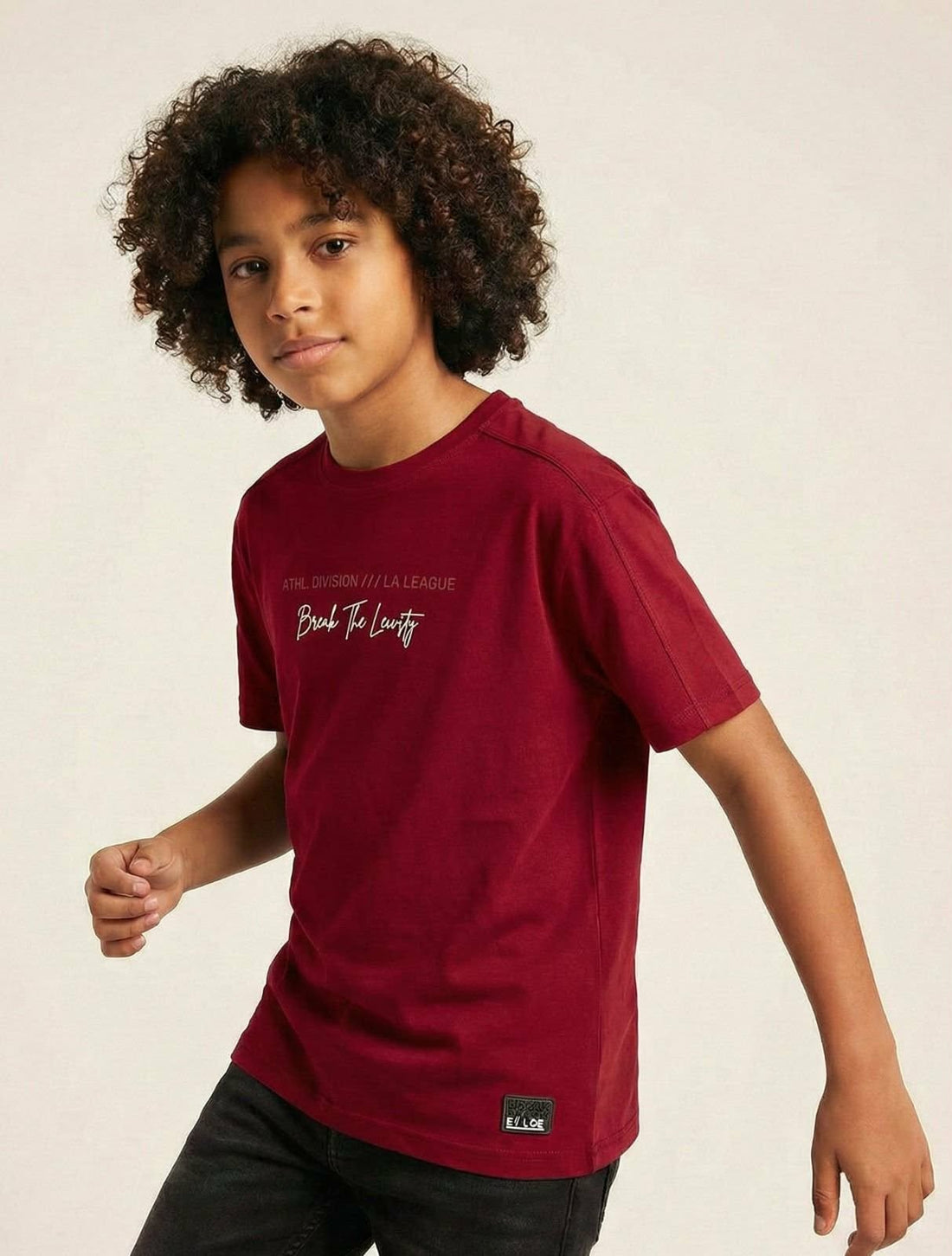 T-shirt Division chłopięca bordowy, producent LMR, numer produktu 4061-21326-58