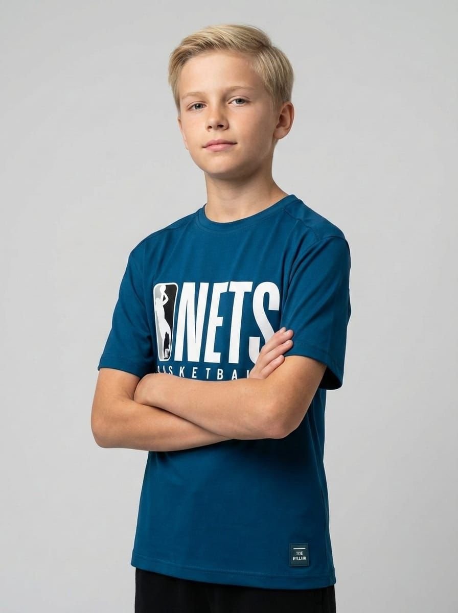 T-shirt Basketball chłopięca niebieski LMR 4080-21326