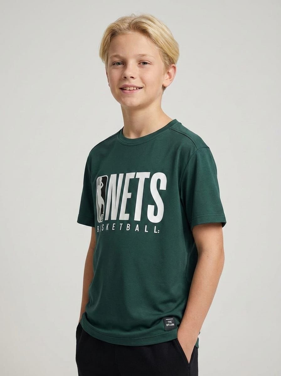 T-shirt Basketball chłopięca zielony LMR 4080-21326