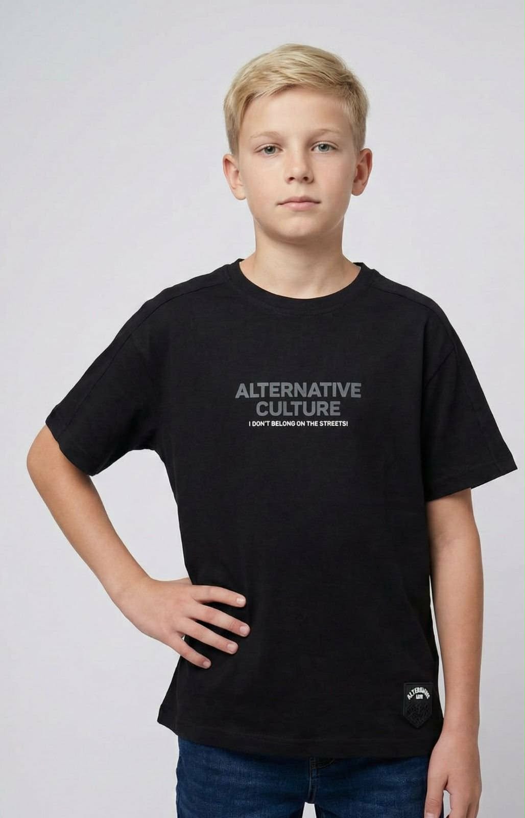 T-shirt Alternativ chłopięca czarny LMR 4082-21326