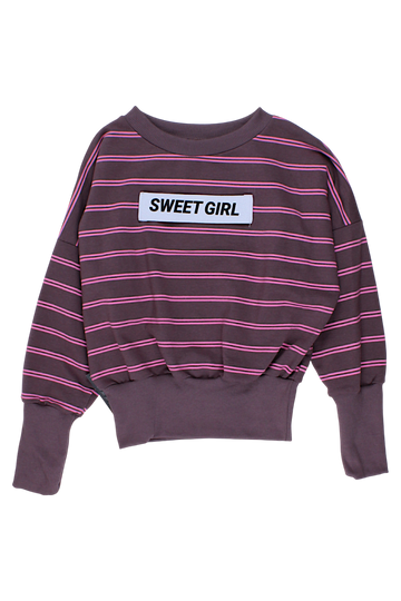 Mädchen-Sweatshirt mit braunen Streifen, Kreizik 4117-28825-4