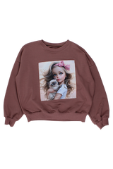 Mädchen mit Kätzchen-Sweatshirt, Schokoladenbraun, Guliwerkids 4119-28825