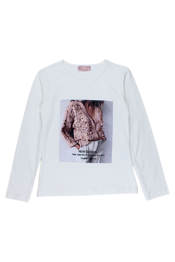 Mädchen-Sweater-Bluse in Creme, Modell Your Word 4124-12925