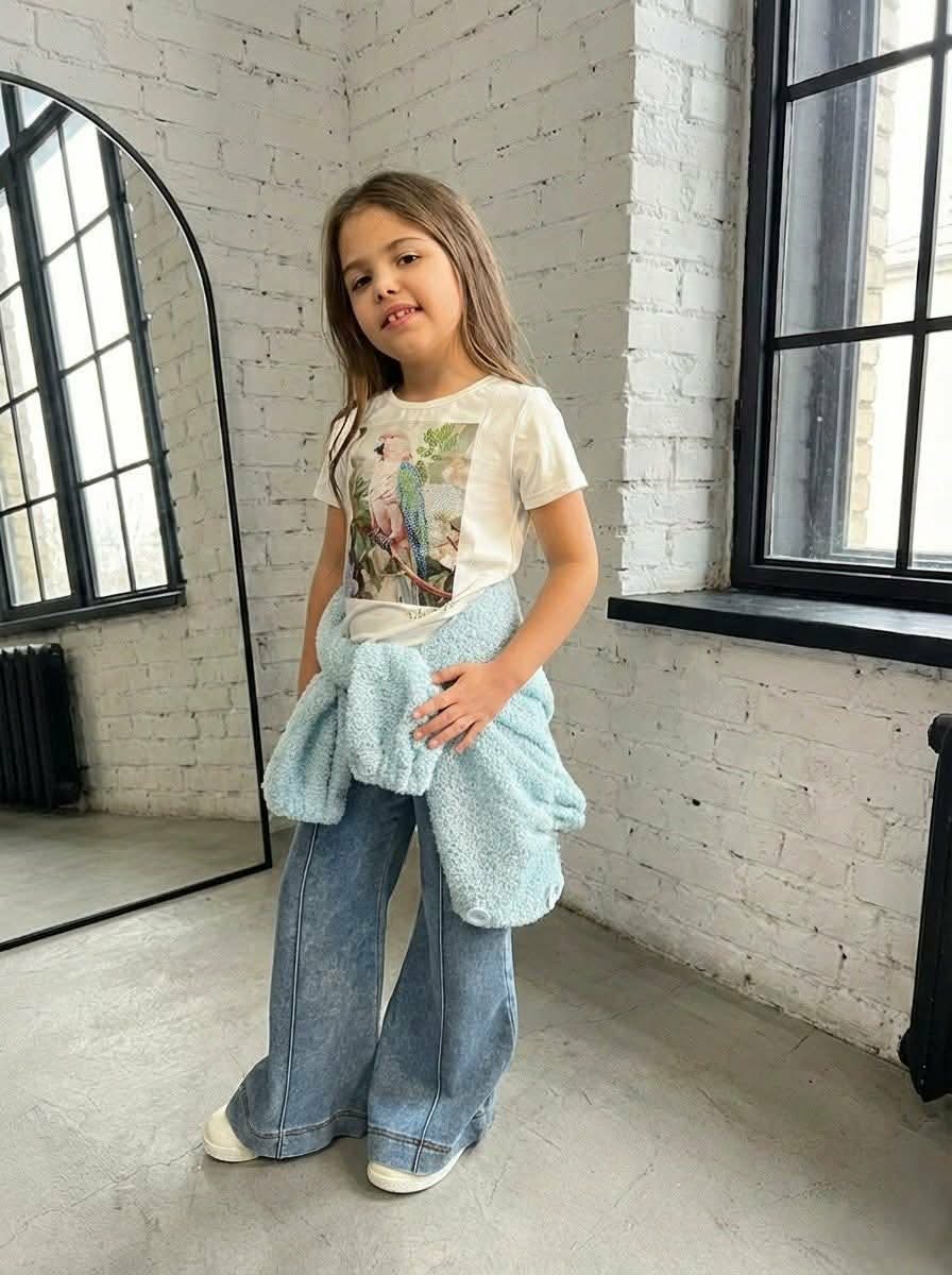 Bluzka dziewczęca kremowa z cyrkoniami papuga Chillaout 4159-20326-28