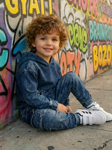 Spodnie dresowe bojówka chłopięce niebieski Mimi 4180-21326