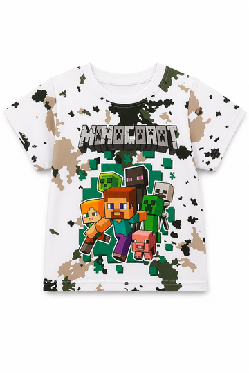 Koszulka Minecraft biała chłopięca biały Guliwerkids 4212-22426-3