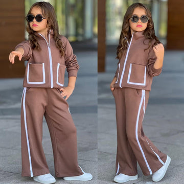 Schokoladenbrauner Bam Bam Mädchen-Trainingsanzug 4240-31725