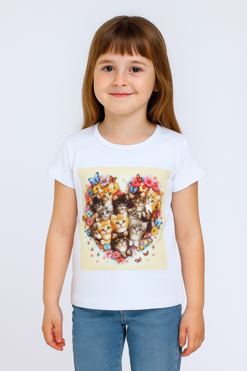 Weiße Katzenbluse für Mädchen Your Word 4324-5625-3