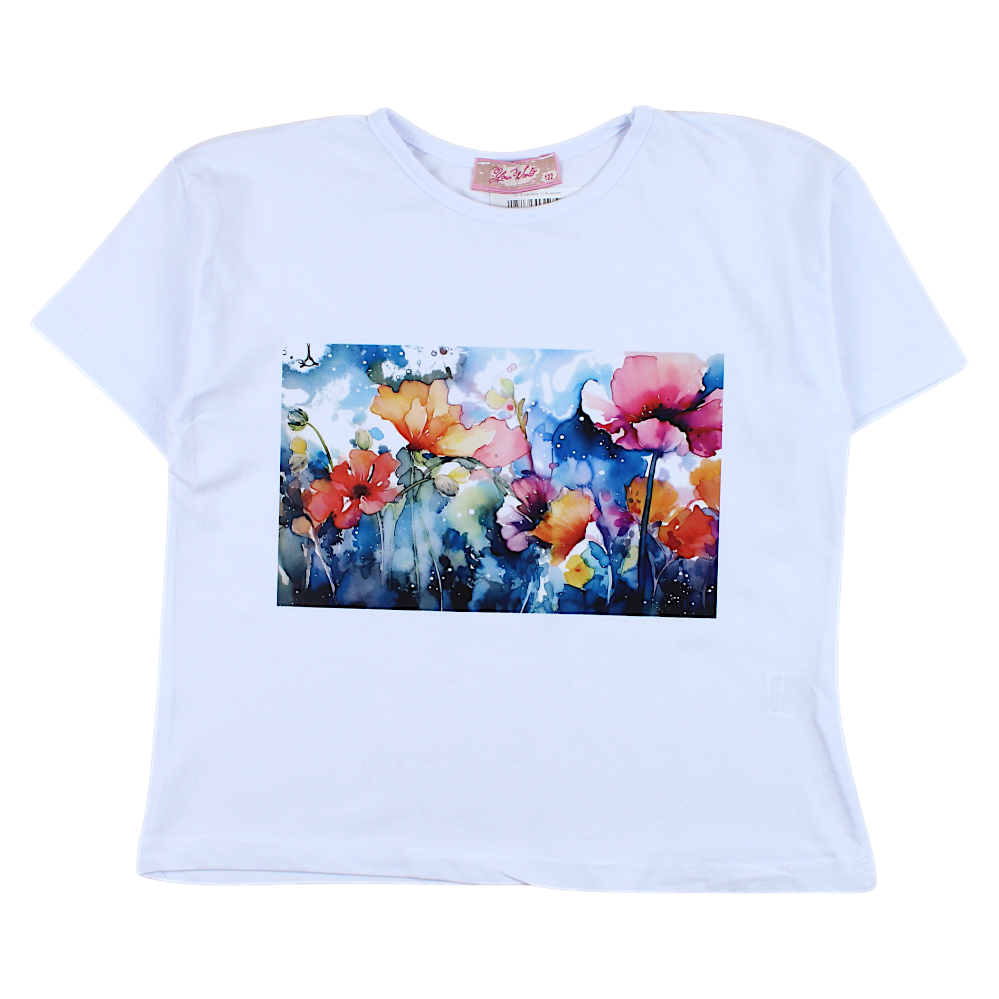 Weiße Mädchenbluse mit Blumenmuster Your Word 4328-2425-3