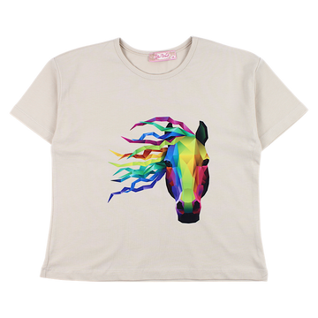 Beige Mädchenbluse mit Pferd Your Word 4329-2425-1