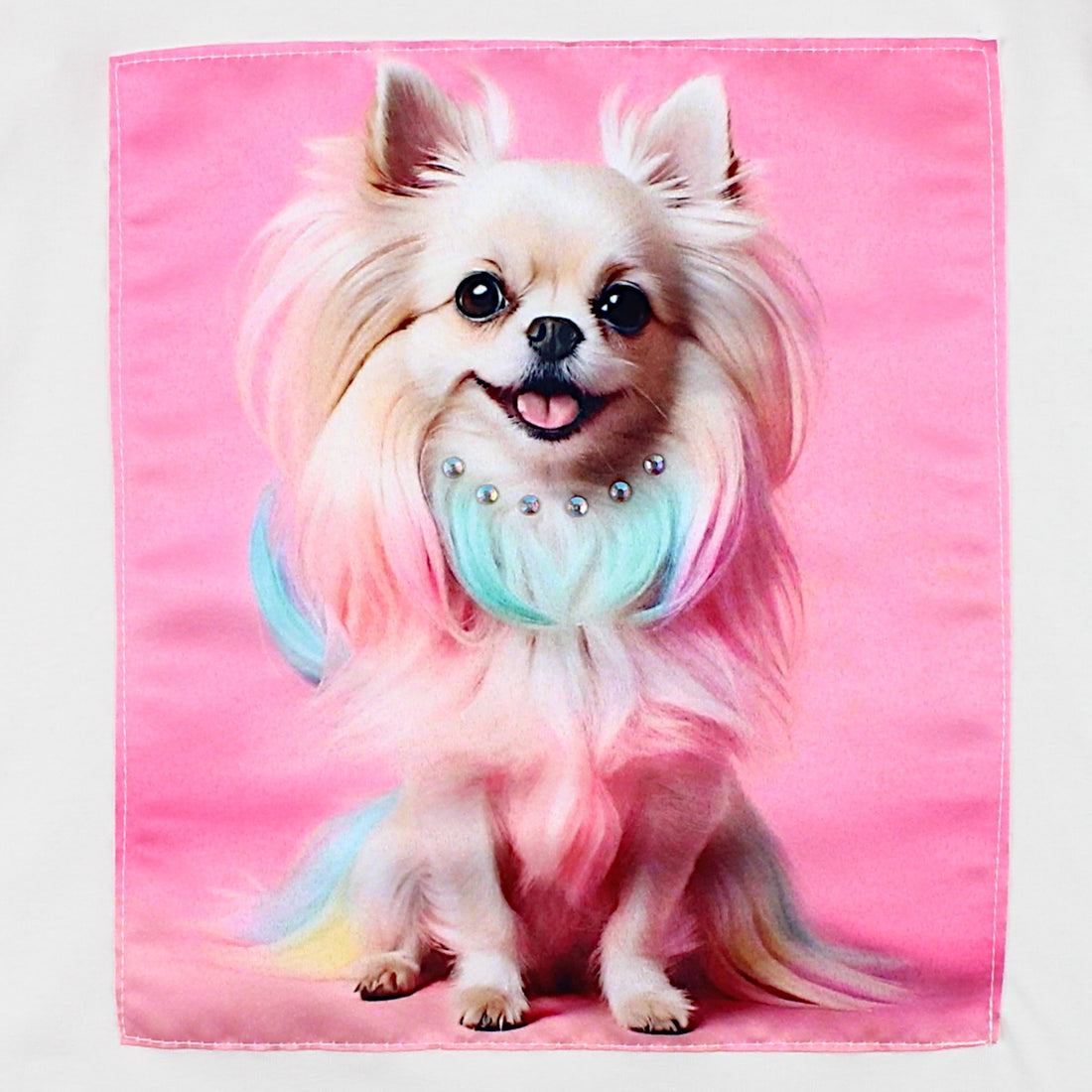 Cremefarbene Mädchenbluse mit Hund und Strasssteinen Guliwerkids 4351-2425-28