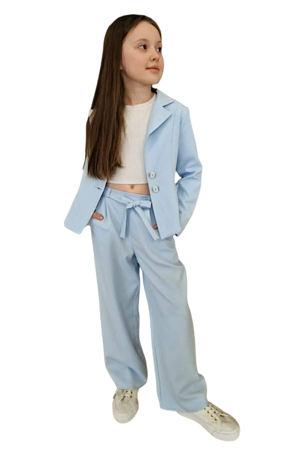 Komplet marynarka i spodnie dziewczęcy niebieski Tylkomet 4357-12326-35