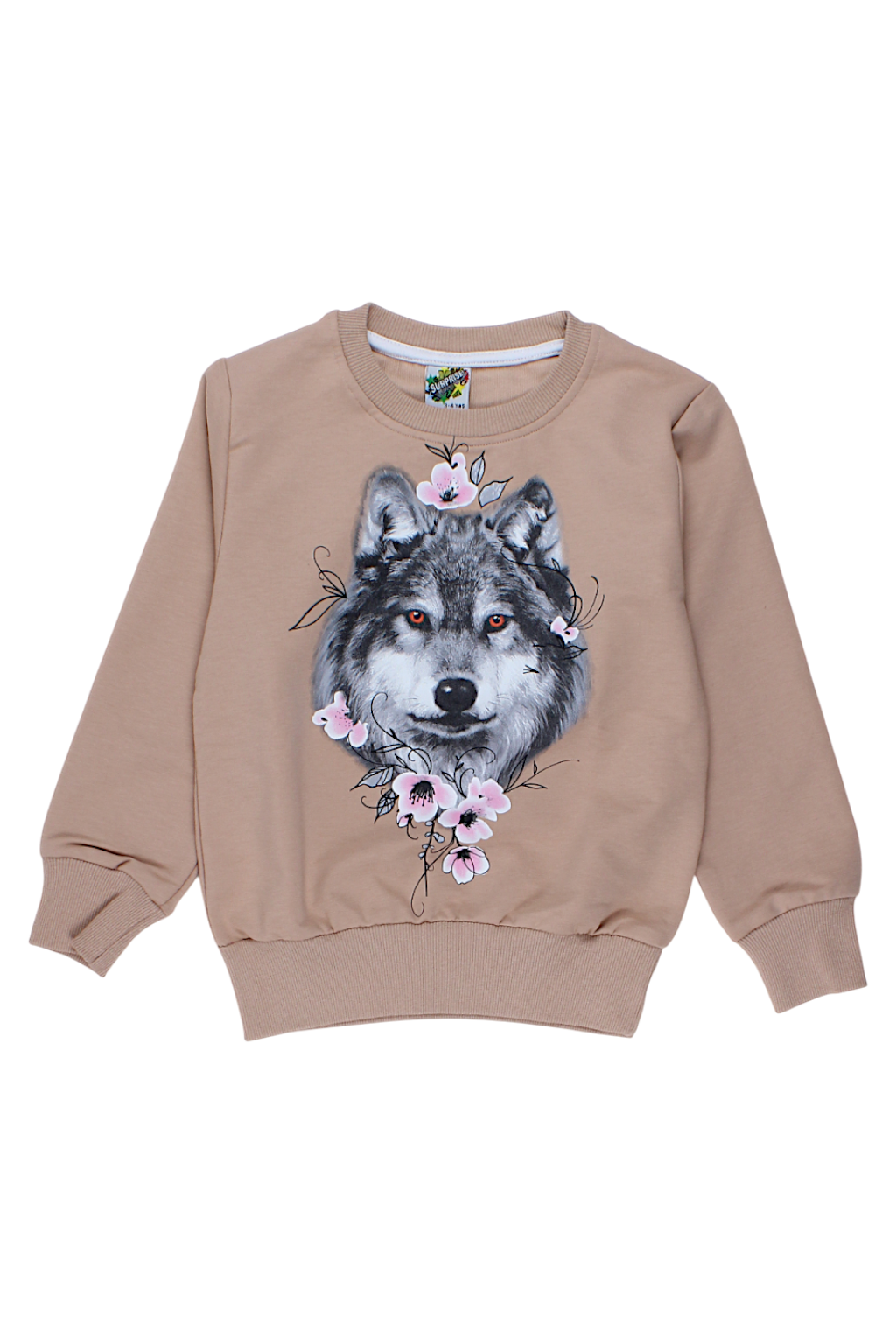 Beiges Wolf-Sweatshirt für Mädchen Überraschung 4473-27825-1