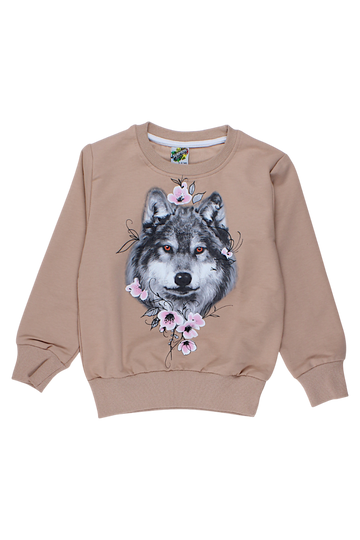Beiges Wolf-Sweatshirt für Mädchen Überraschung 4473-27825-1