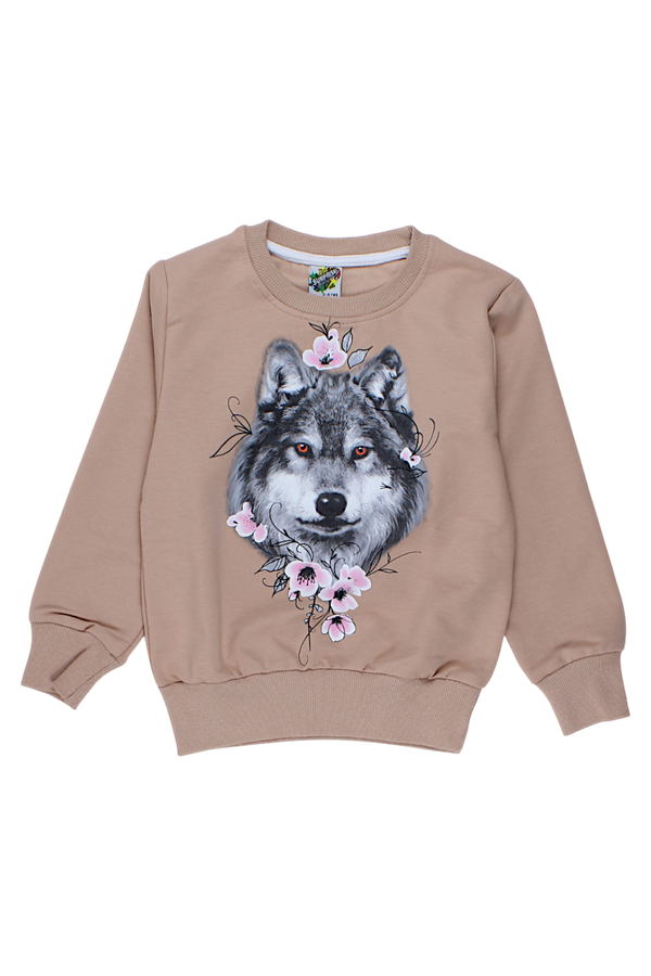 Beiges Wolf-Sweatshirt für Mädchen Überraschung 4473-27825-1