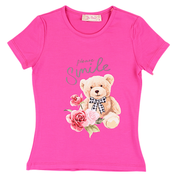 Fuchsiafarbene Teddybär-Bluse für Mädchen Your Word 4635-5325-21