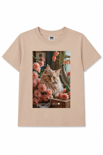 T-shirt z kotkiem dziewczęca beżowa Qba 5110-9526-1