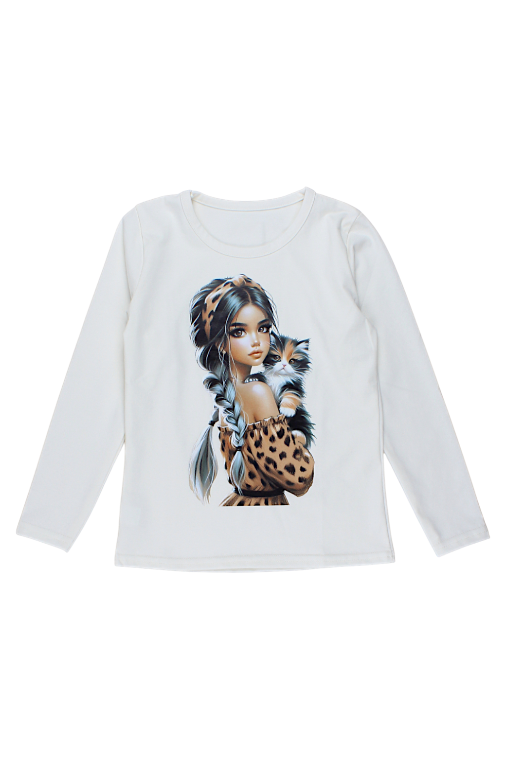 Mädchenbluse mit Leopardenmuster in Creme, Guliwerkids 5219-16925-28