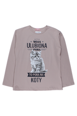 Bluse „Cat Time“ für Mädchen, beige, Your Word 5411-20825-1