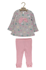 Mädchenhaftes beiges Baumwoll-Set mit Blumenmuster Deco 56/636-251125