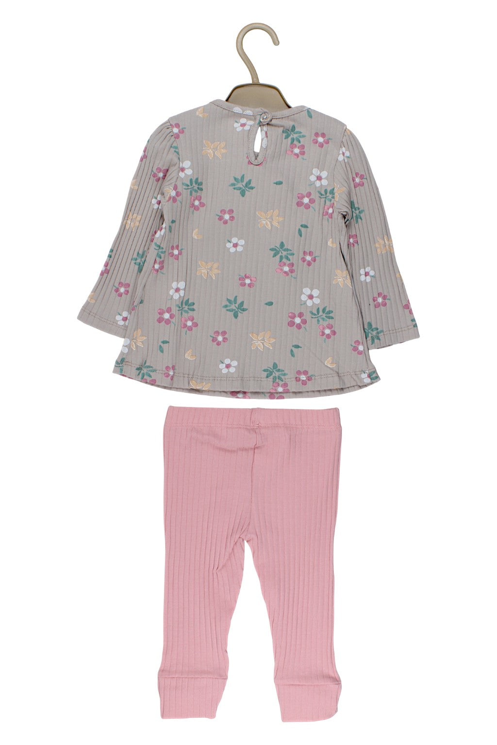 Mädchenhaftes beiges Baumwoll-Set mit Blumenmuster Deco 56/636-251125