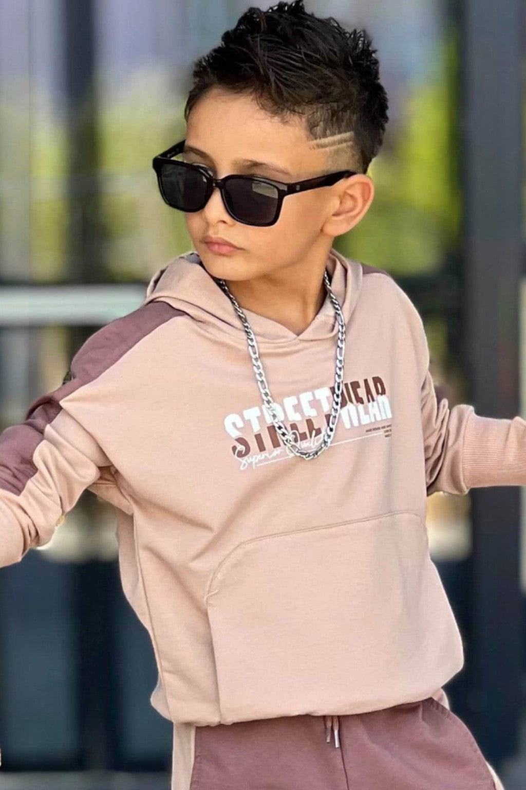 Street-Trainingsanzug für Jungen, beige, ungefüttert, BamBam 60287-251125-1