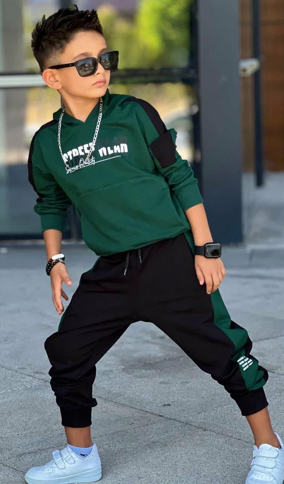 Street-Trainingsanzug, ungefüttert, grün, für Jungen, BamBam 60287-251125