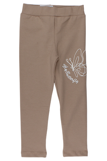 Mädchen-Leggings aus Baumwolle mit Schmetterlingsmuster, beige, Timi 60507-20825-1