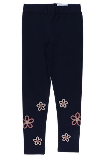 Mädchen-Leggings aus Baumwolle mit Stickerei, marineblau, Timi 60512-20825-23