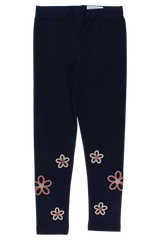 Mädchen-Leggings aus Baumwolle mit Stickerei, marineblau, Timi 60512-20825-23