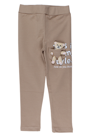 Teddybär-Leggings für Mädchen, beige, Timi 60521-17925-1
