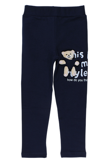 Leggings mit Teddybär-Motiv für Mädchen, marineblau, Timi 60521-17925-23