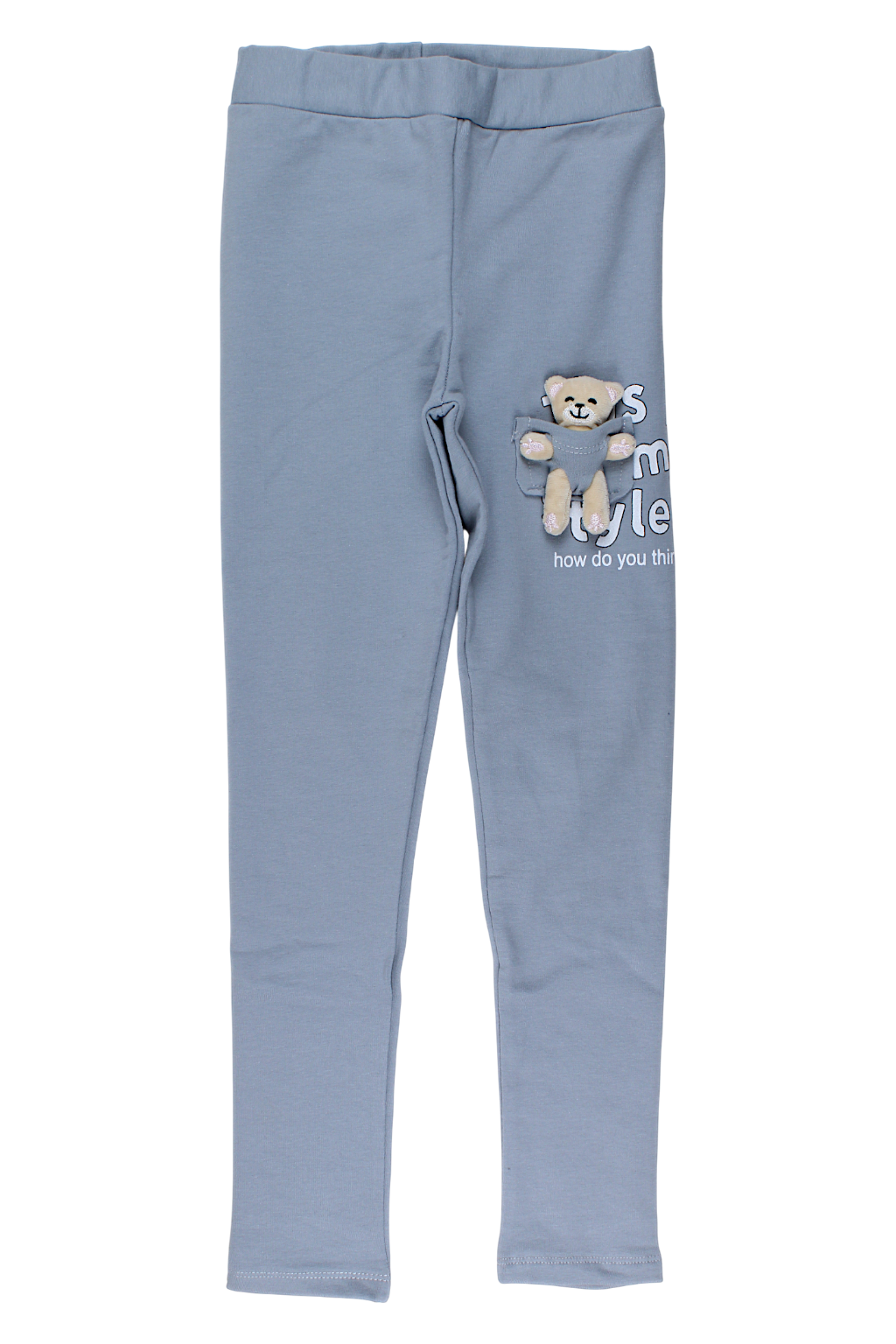 Leggings mit Teddybär-Motiv für Mädchen, aschgrau, Timi 60521-17925