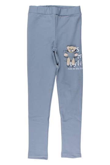 Leggings mit Teddybär-Motiv für Mädchen, aschgrau, Timi 60521-17925