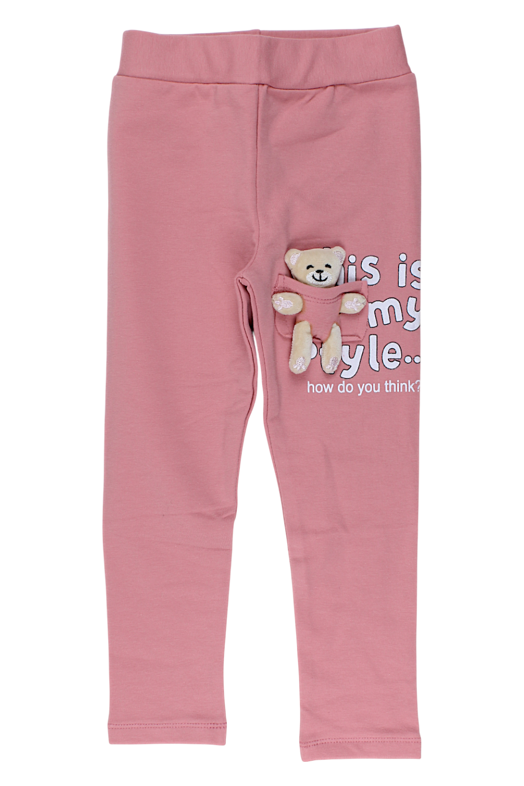 Leggings mit Teddybärmotiv für Mädchen, puderrosa, Timi 60521-17925