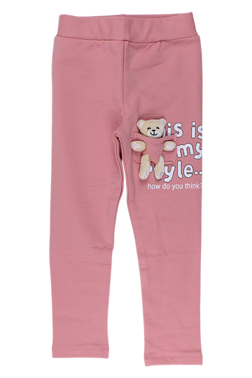 Leggings mit Teddybärmotiv für Mädchen, puderrosa, Timi 60521-17925