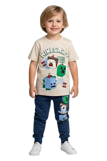 Komplet Minecraft chłopięcy niebieski SerenadKids 6518-9326