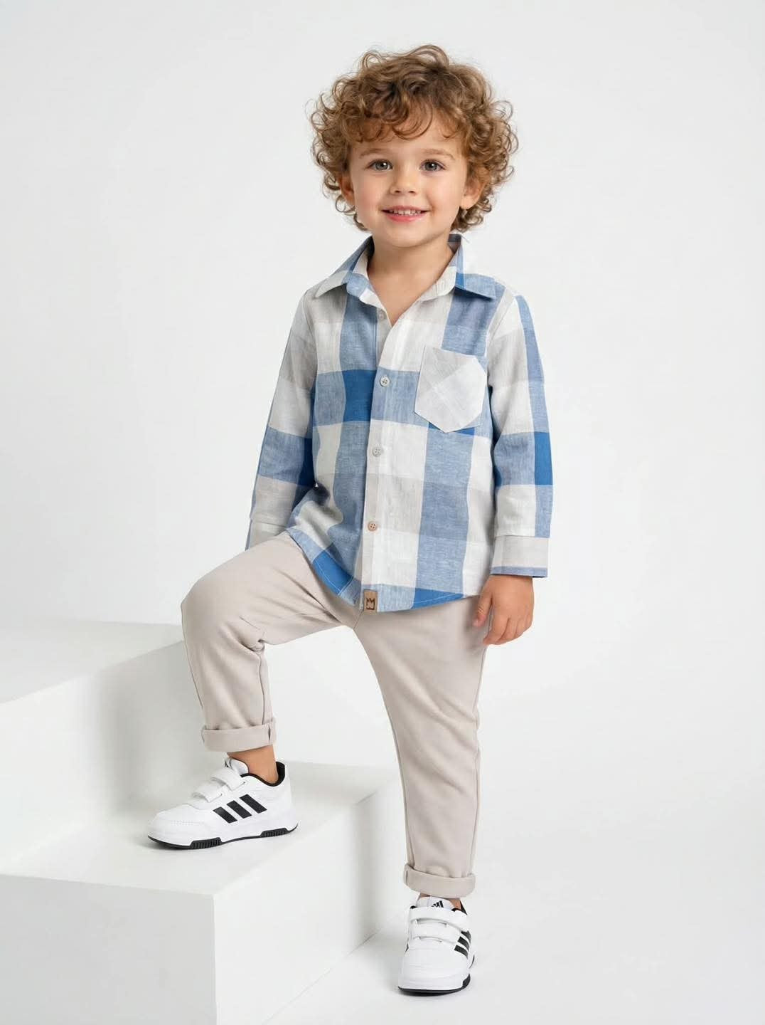 Koszula krata chłopięca beż Mimi 4190-21326