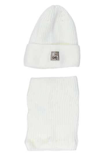 Cremefarbenes Hut- und Schal-Set für Mädchen Agbo 6617-221025