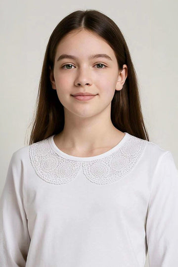 Mädchenbluse mit Kragen, weiß, Breeze 6762-20825