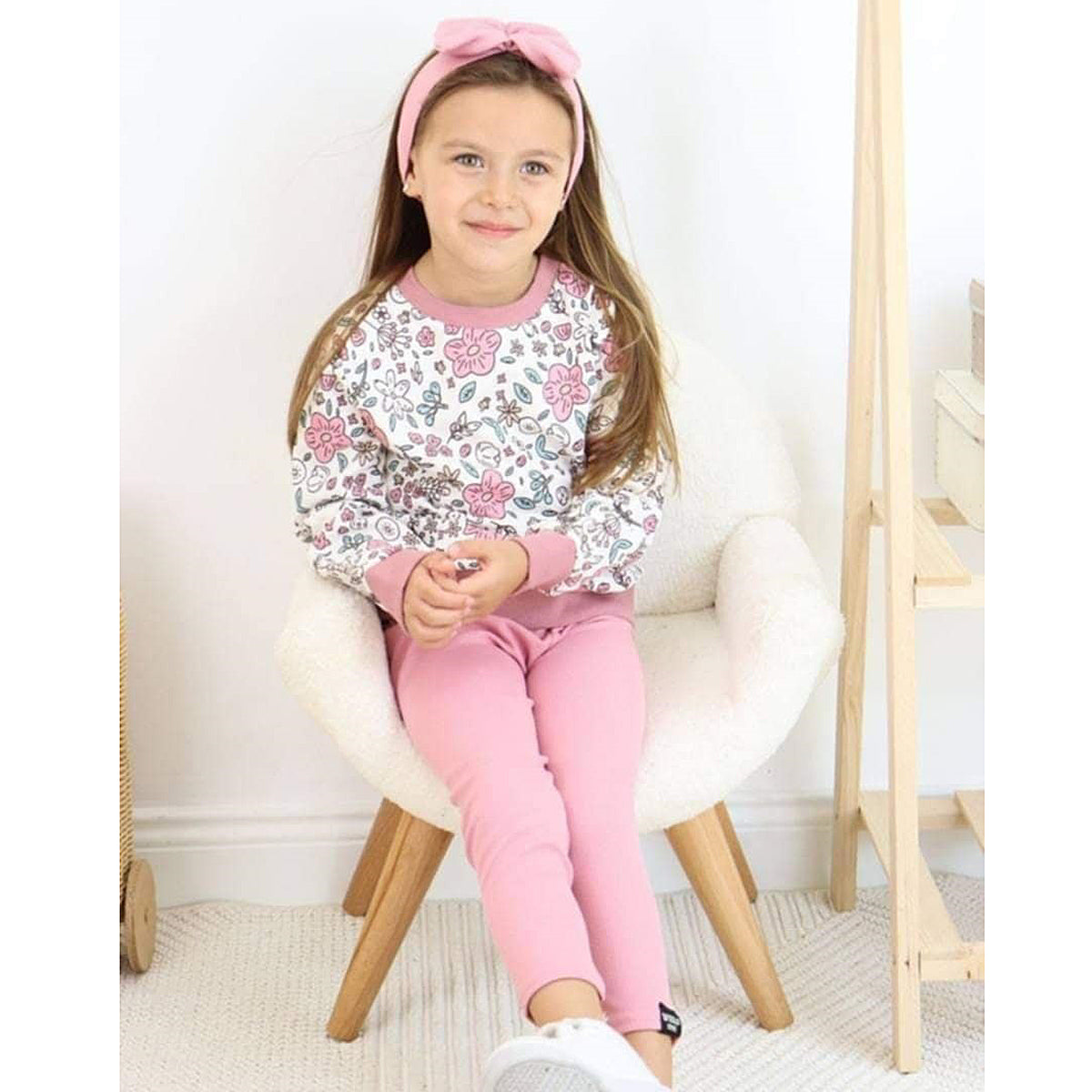 3-teiliges Set: Sweatshirt, Leggings, Stirnband, mädchenhafter rosa Wolf 6899-27225-40