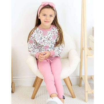 3-teiliges Set: Sweatshirt, Leggings, Stirnband, mädchenhafter rosa Wolf 6899-27225-40