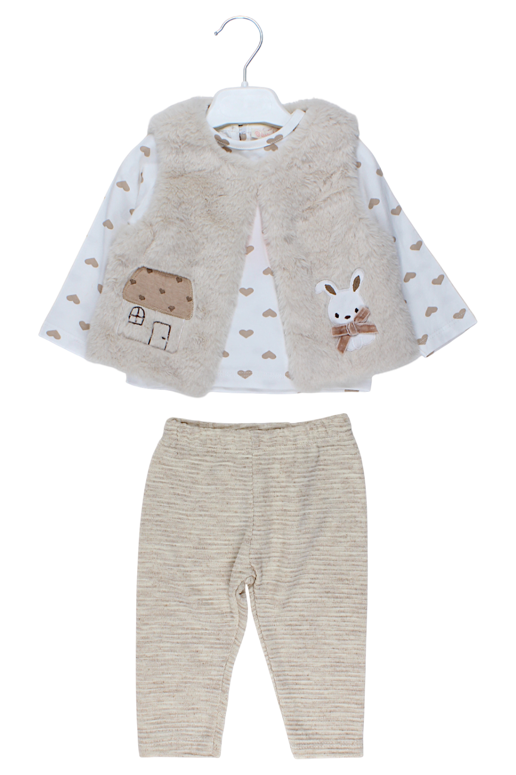 3-teiliges Herz-Set, mädchenhaftes Beige, Baby Rose 7851-11925