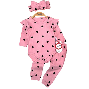 Set mit Stirnband 3-teilig mädchenhaft rosa Murat Baby 7926-22125-40