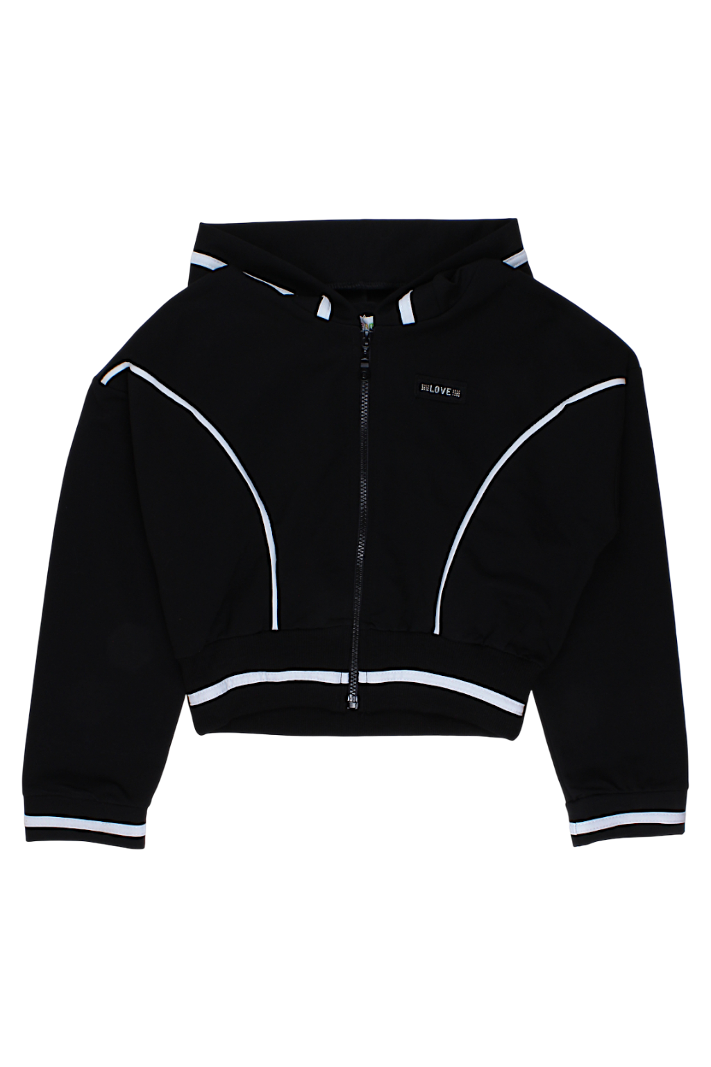 Mädchen-Sweatshirt mit Reißverschluss, schwarz, Bermini 8076-28825