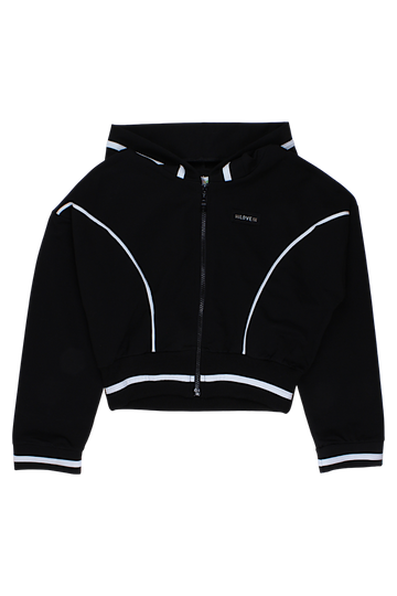 Mädchen-Sweatshirt mit Reißverschluss, schwarz, Bermini 8076-28825