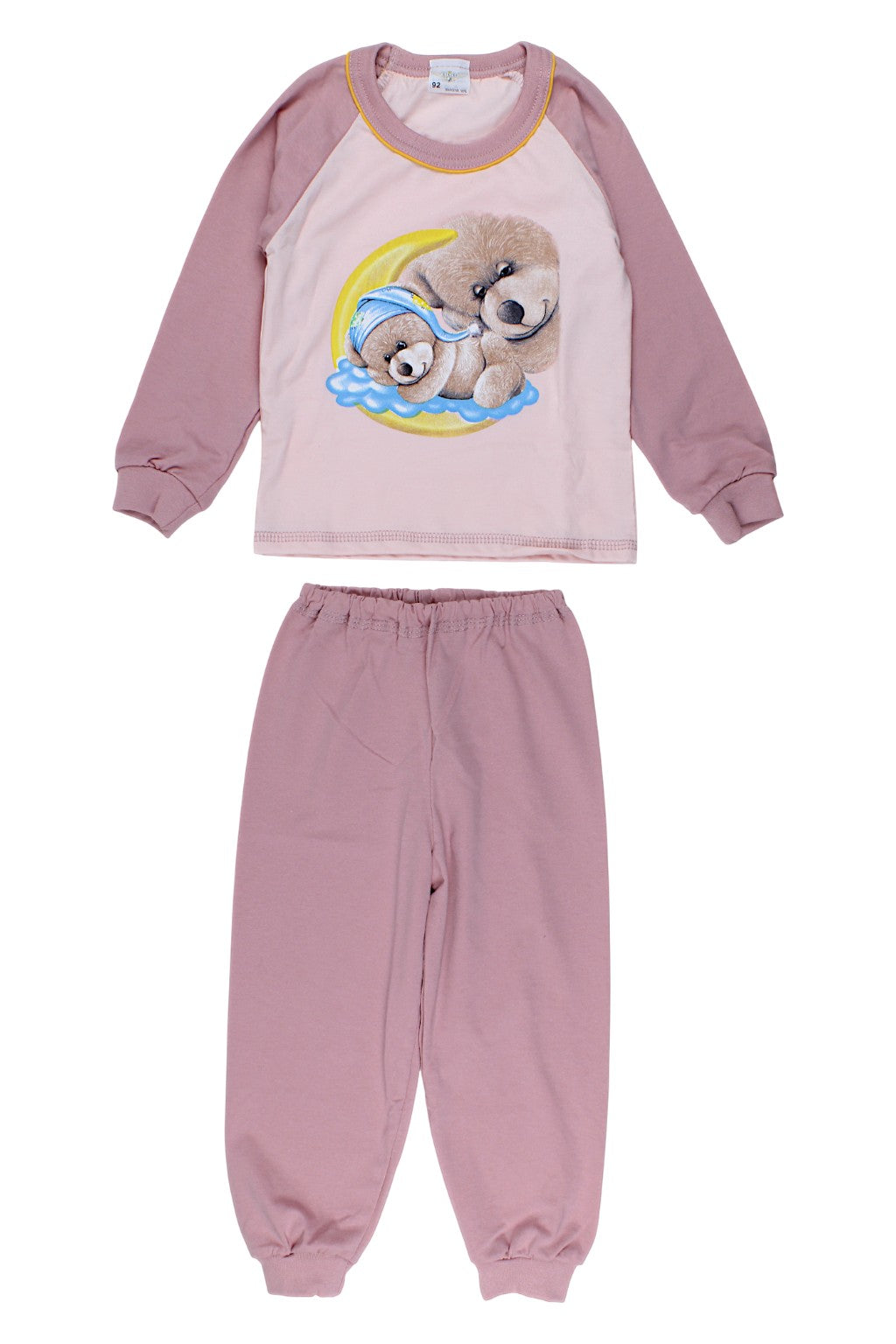 Schlafender Teddybär-Pyjama für Mädchen, Altrosa, Sukces 8081-221025-5