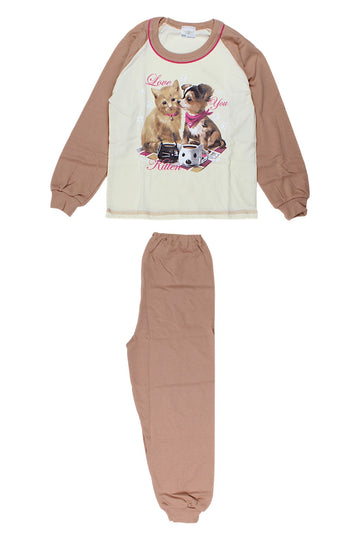 Beiger Mädchenpyjama Sukces 8086-221025-1