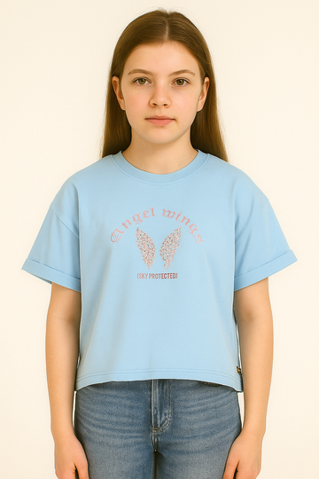 Blaue Flügelbluse für Mädchen La Loca 9053-12625