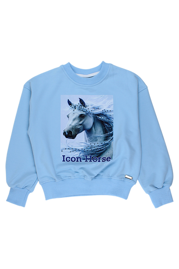 Blaues Mädchen-Sweatshirt mit Pferdemotiv La loca 9087-28825